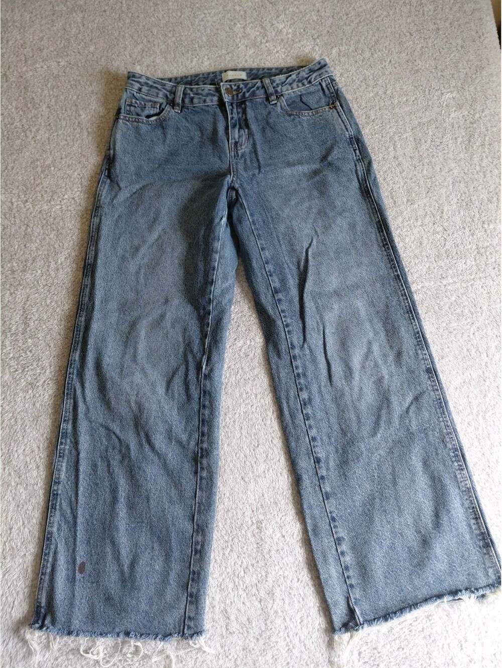 PacSun Casey Low Rise Baggy Jeans Size 27 Medium Wash Wide Leg Cutoff